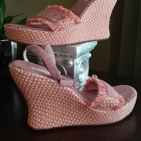 NWOT Pink wedge sandals; W:8.5 - Picture 3 of 10